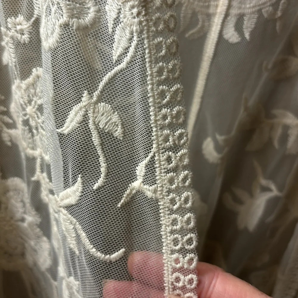 She + Sky Lace Midi Long Kimono Cardigan - Cream - Picture 7 of 8